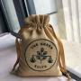 Custom Logo Embroidery Jute Hessian Burlap Gift Drawstring Bag Soft Beige Jute Coffee Tea Packaging Bag