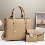 2024 Sequin leather 3 pieces set ladies shoulder bags luxury designer women's handbags with a wallet
