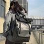 Fashion trend Roll Top Anti Theft Laptop Backpack men's backpack large capacity PU leather college student schoolbag travel bag