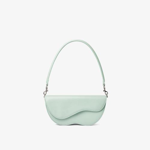 2023 Wholesale New Design Ladies Handbags Light Green Vegan Leather Shoulder Bag Trending Saddle Bag For Luxury Women