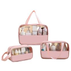 KBW446 New Transparent Handheld Cosmetic Toiletry Bag Fashion Waterproof Large-capacity Storage Bag Pvc Stitching Cosmetic Bag