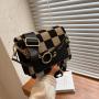 Fashion Classic Women's Checkerboard Mini Fabric Flap Shoulder Bags Luxury Brand Design Ladies Shoulder Bags