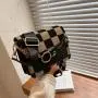 Fashion Classic Women's Checkerboard Mini Fabric Flap Shoulder Bags Luxury Brand Design Ladies Shoulder Bags