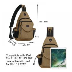 Brown Canvas Crossbody fANNY PACK bag Hiking sling Backpack