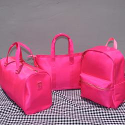 Large Capacity Customizable Logo Travel Storage Bag Macaron Candy Color New Hot Pink Nylon Backpack