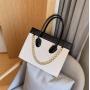 Fashion Large Capacity Women's Bag Fashion Contrast Color Versatile Chain Handbags Ladies Crocodile Pu One Shoulder Tote Bag