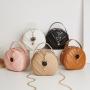 Embroidered Small Round Bag 2024 Pu Leather Zipper Women ChainBag Casual Mobile Phone Women's Fashion Shoulder Crossbody Bag