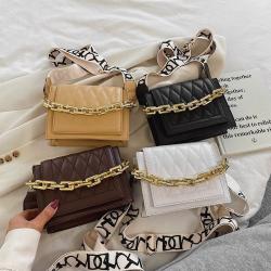Fashion Luxury Chains Sewing Thread Crossbody Hand Bags For Women PU Ladies Purses Girl Diamond Lattice Button Square Handbags