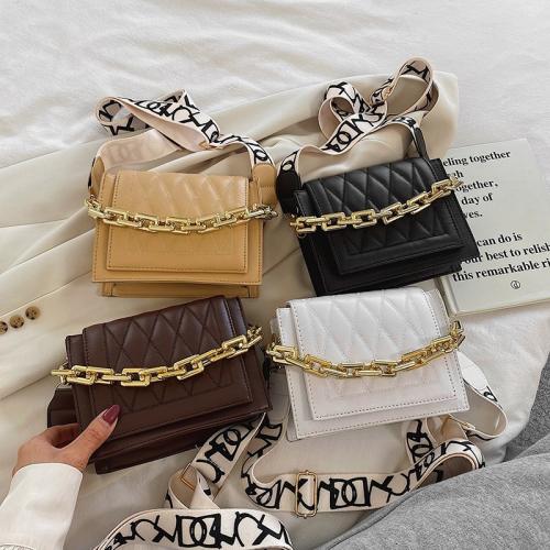 Fashion Luxury Chains Sewing Thread Crossbody Hand Bags For Women PU Ladies Purses Girl Diamond Lattice Button Square Handbags