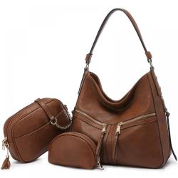 Realer 2022 3 in 1 Large Hobo Purses PU Leather Purses and Handbags Vintage Ladies Crossbody Bag Casual Hobo Handbags for Women