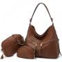 Realer 2022 3 in 1 Large Hobo Purses PU Leather Purses and Handbags Vintage Ladies Crossbody Bag Casual Hobo Handbags for Women