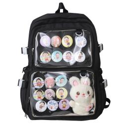 Custom Waterproof Cute Women Girls Nylon Clear Pin Display School Backpack Custom ITA Bags