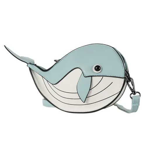 Manufacturer Fashion Cute cartoon whale messenger bag Custom funny Whale animal shape bag