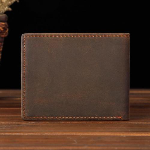 Classic Men's Leather Wallets Short Male Purse Card Holder Crazy Horse Genuine Leather Wallet Men Fashion High Quality Wallets