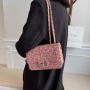 New Product tweed women's bags fashion 2024 popular Korean style hobo chain shoulder crossbody bag for women messenger bags