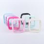 Keymay Stock S M L XL 4 Size Hot Pink Nylon Storage Bag DIY Patches Makeup Bag Zipper Waterproof Portable Clear Vanity Case