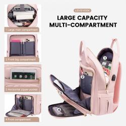 LOVEVOOK Multiple Pockets Casual 15.6" 17" Oxford Laptop Backpacks Water Resistant College School Book bag Women Travel Backpack
