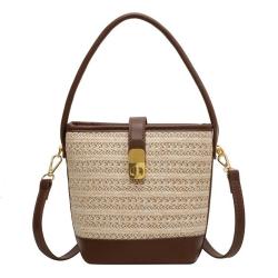 ZWY086 2024 Fashion Women Tote Straw Beach Bag Summer New Casual Daily Bucket Bag Wholesale Hot Sale Woven Crossbody Bag
