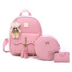 Factory Wholesale PU Leather School Bags 3PCS Set Backpacks With Crossbody Bags Purse Kids Backpack For Girls