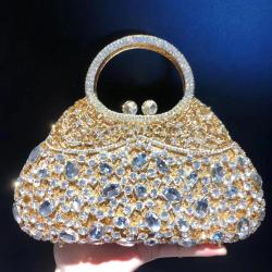 Wholesale Rhinestone Diamond Purse Golden Bling Party Shoulder Bag Wedding Purse Crystal Bag  Bling Glitter Purse Crown Bo