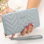 Fashion Simple Zipper Purses Long Section Clutch PU Leather 2023 New Women's Wallet Spring Wallet Thread Long Style