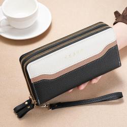 OEW209 Hot Sale Fashion Design Women Wallet Business ID Credit Card Holder Long Handhelding Wallet Double Zipper Coin Purse
