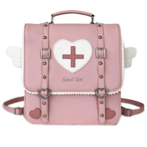 KBW431 Retro Women Shoulder Bag New Pu Dark Wind Love Angel Travel Crossbody Backpack Students Schoolbag For Girls