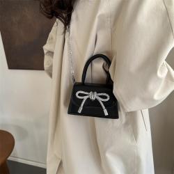Candy colored bow handbags woman bags Pu leather glossy chain fashionable crossbody shoulder bag for women ladies