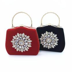 Wholesale Vintage Velour Evening Clutch Bag Sunflower Diamond Ladies Party Evening Bag 2024