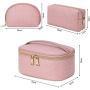 Brown Checkered Makeup Case Portable Pu Cosmetic  Makeup Bag Vegan Leather  Cosmetic Bag Travel Bag For Cosmetics