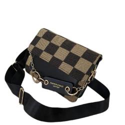 Fashion Classic Women's Checkerboard Mini Fabric Flap Shoulder Bags Luxury Brand Design Ladies Shoulder Bags