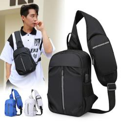 Oxford Crossbody Bag Adjustable Strap Sling Backpack Outdoor Travel One Shoulder Messenger Bag With USB Charger Port