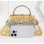 HR666 Women New Designed Silk-like Inlaid Diamond Brightly Clutch Handbag Fashion Retro Dinner Bag Ladies Luxury Party Bag