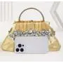 HR666 Women New Designed Silk-like Inlaid Diamond Brightly Clutch Handbag Fashion Retro Dinner Bag Ladies Luxury Party Bag