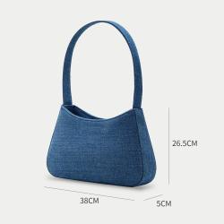 2024 Custom Blue Washable Denim Pu leather Ladies Shopper Shoulder Hand Bag Women Hobo Bucket Handbag Small Tote bags