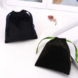 New Fabric Reusable Small Velvet Jewelry Watch Storage Bag Custom Logo Printed Drawstring Velvet Gift Jewelry Pouch