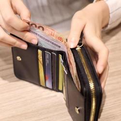 New wallet women Korean style simple mini plaid wallet high quality school students short coin purse card bag multi card space