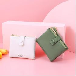 Good Quality Simple Women's Short Wallet Female Purses Card Holder Wallets Soft PU Leather Coin Money Clip Bag Pu Leather Wallet carteras para mujer