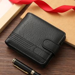 Factory wholesale men's wallet, short PU leather style,  cross-border, zipper and buckle, new style leather wallet, coin purse