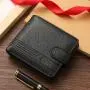 Factory wholesale men's wallet, short PU leather style,  cross-border, zipper and buckle, new style leather wallet, coin purse