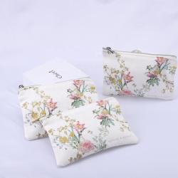 High Quality 8 OZ Canvas Zipper Makeup Bag Natural Cotton Cosmetic Brush Packaging Makeup Pouch With Logo