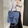 New Fashion Woman Canvas Bag Custom Wholesale Large Capacity Simple Student Book Bag Pure Color Soft Shopping Shoulder Bag