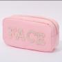 2021 RTS  Beauty New Arrivals 18 Color Stock Available Nylon Cosmetics Bags Promotional Waterproof Toiletry Bag Pink Make Up Bag