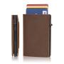 Wholesale Genuine Leather Metal Card Holder Wallet Crazy Horse Leather Metal Card Holder Aluminium Wallet