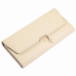 KBW332 2023 Wholesale New Purse Women Long PU Soft Surface Rhombus Leaf Pendant Clutch Ladies Leather Wallet