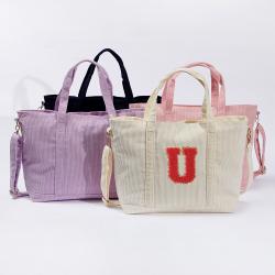 Large Capacity Oversized Multi Usage Corduroy Cotton Zipper Closed Shopping Tote Bag Portable Women's Tote Bags