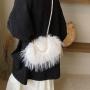 Fluffy Turkey feather party clutch elegant fur bags Ostrich Feather Pearl Women Evening Handbags 2024