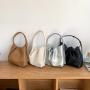 New Design  Classic Color Matching Shoulder Lightweight Soft PU Leather Handbag Pleated Side Zipper Shoulder Bag Women