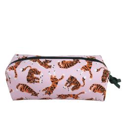 Custom Pink Pouch Toiletry Bag for Women Girls Gifts Water-Resistant Daily Storage Digitally Tiger Printing Cosmetic Bag Logo