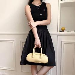 Supplier Korea Rectangle Design Fashion Handbag Simple PU Soft Leather Shoulder Ladies Handle Tote Bag